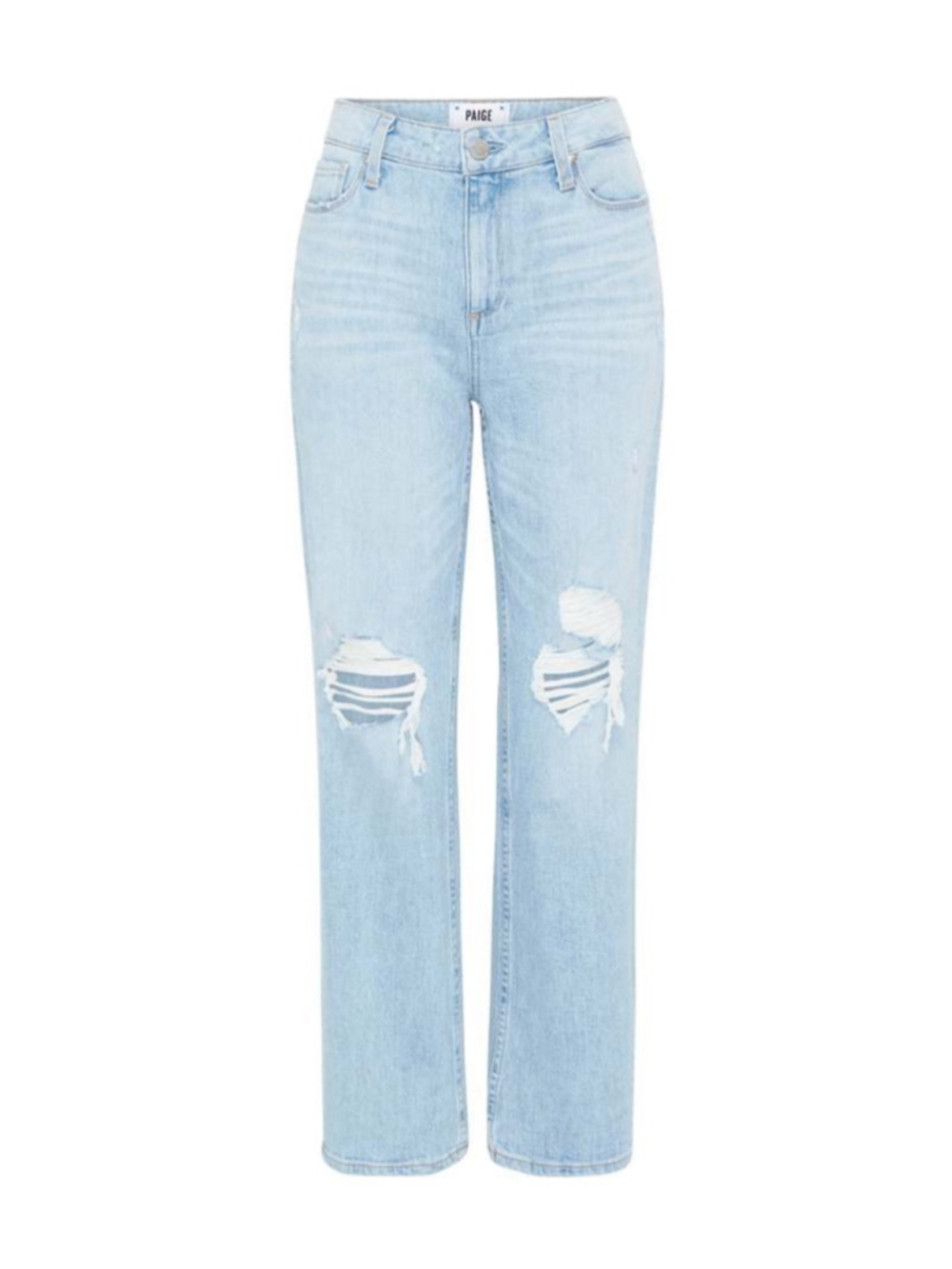 Women's PAIGE Noelle Straight Light Blue Distressed Jeans Size 28